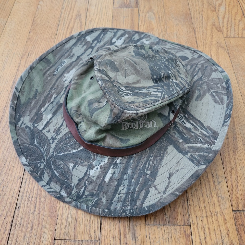 RedHead M Boonie‎ Hat Camo Realtree Leather Trim USA Hunting Fishing Camping